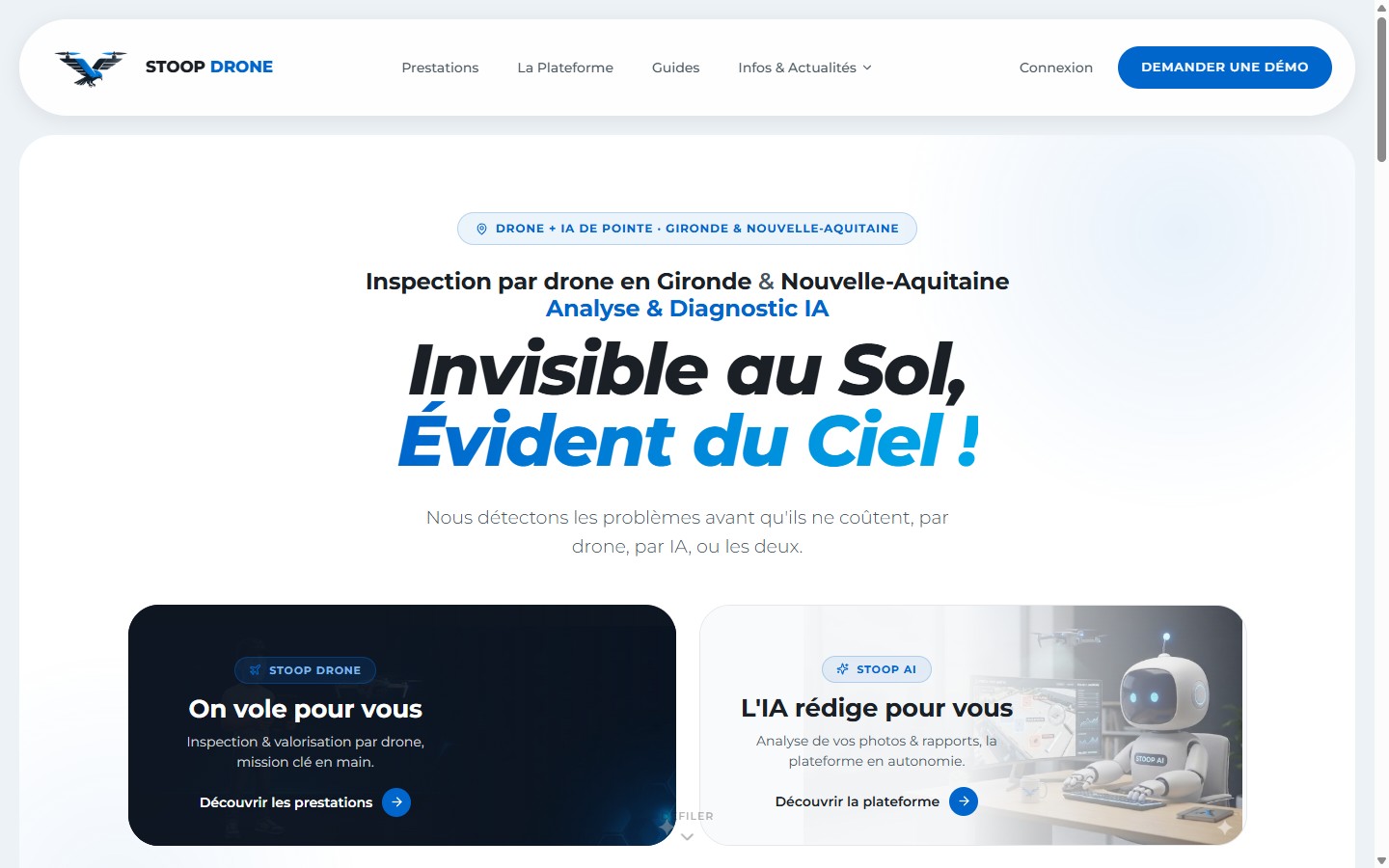 Capture du site stoop.fr (STOOP DRONE & AI)